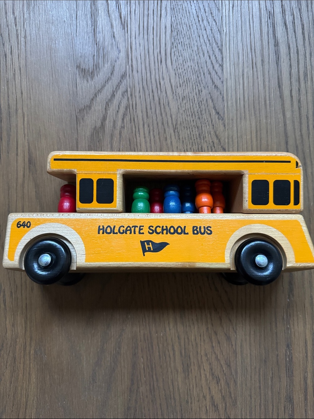 Holgate Wooden School Bus with Driver and People